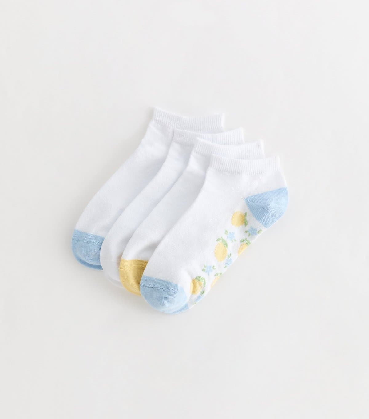 New Look New Look White Cotton Rich Lemon and Striped Trainer Liner Socks