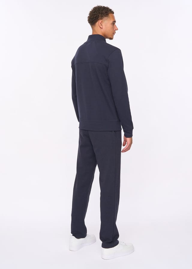 Duck&Cover Duck&Cover Slellmoore Men's Textured Twill Quarter-Zip Top - High Neck Pullover with High-Build Sleeve Print in Navy - 2