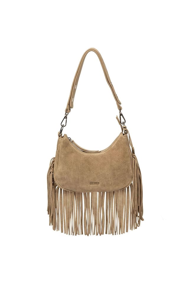 Cultured London Cultured London Women's 'Alondra' Suede Evening & Clutch Bag in Beige - 2
