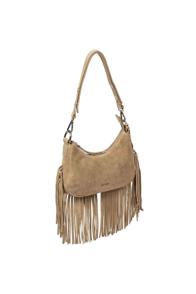 Cultured London Cultured London Women's 'Alondra' Suede Evening & Clutch Bag in Beige - 3