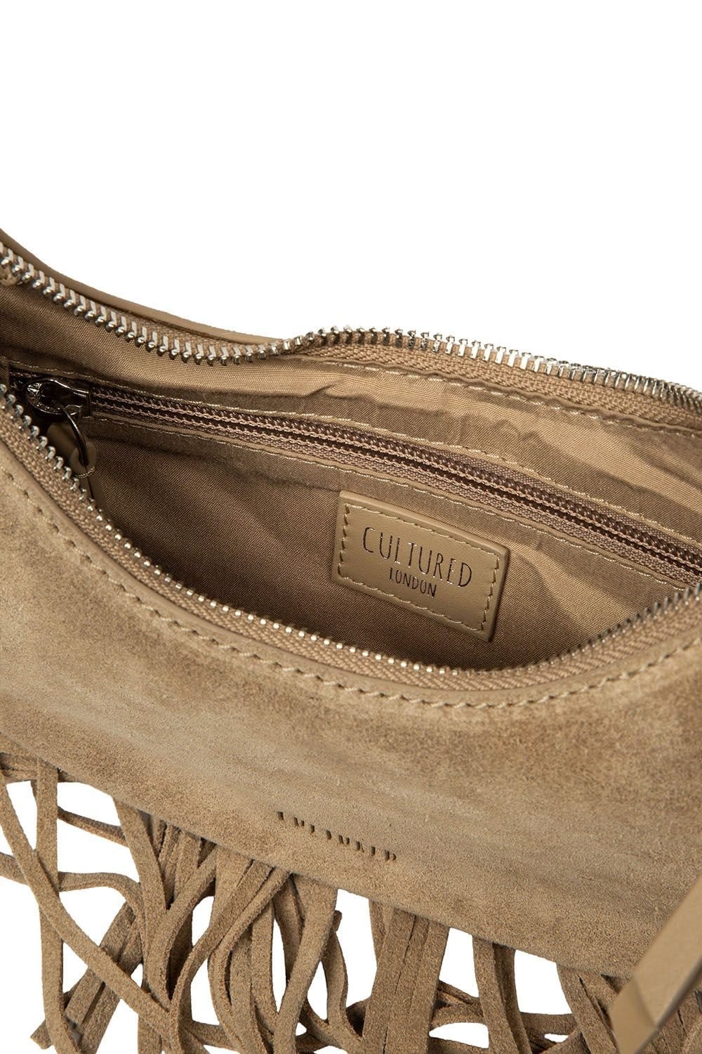Cultured London Cultured London Women's 'Alondra' Suede Evening & Clutch Bag in Beige - 4