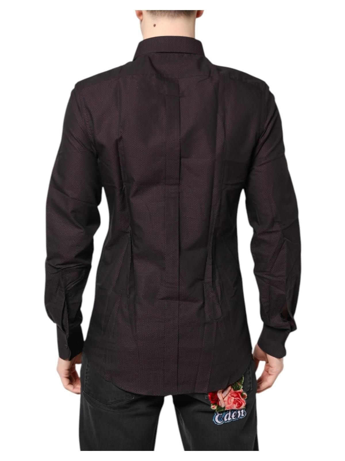 Dolce & Gabbana Dolce & Gabbana Men's Maroon Jacquard Cotton GOLD Dress Shirt in Red - 4