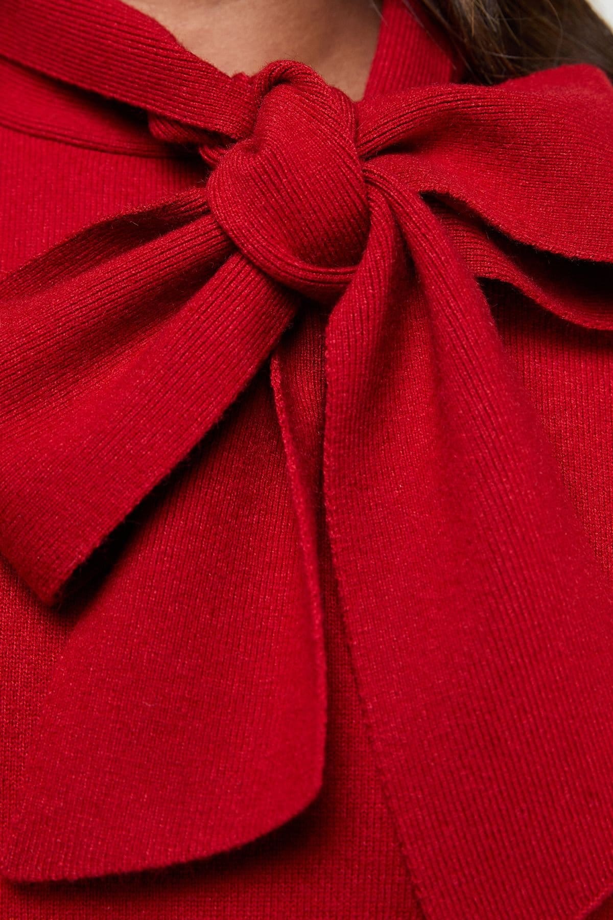 Oasis Oasis Women's Pussy Bow Knitted Mini Dress in Red - 4