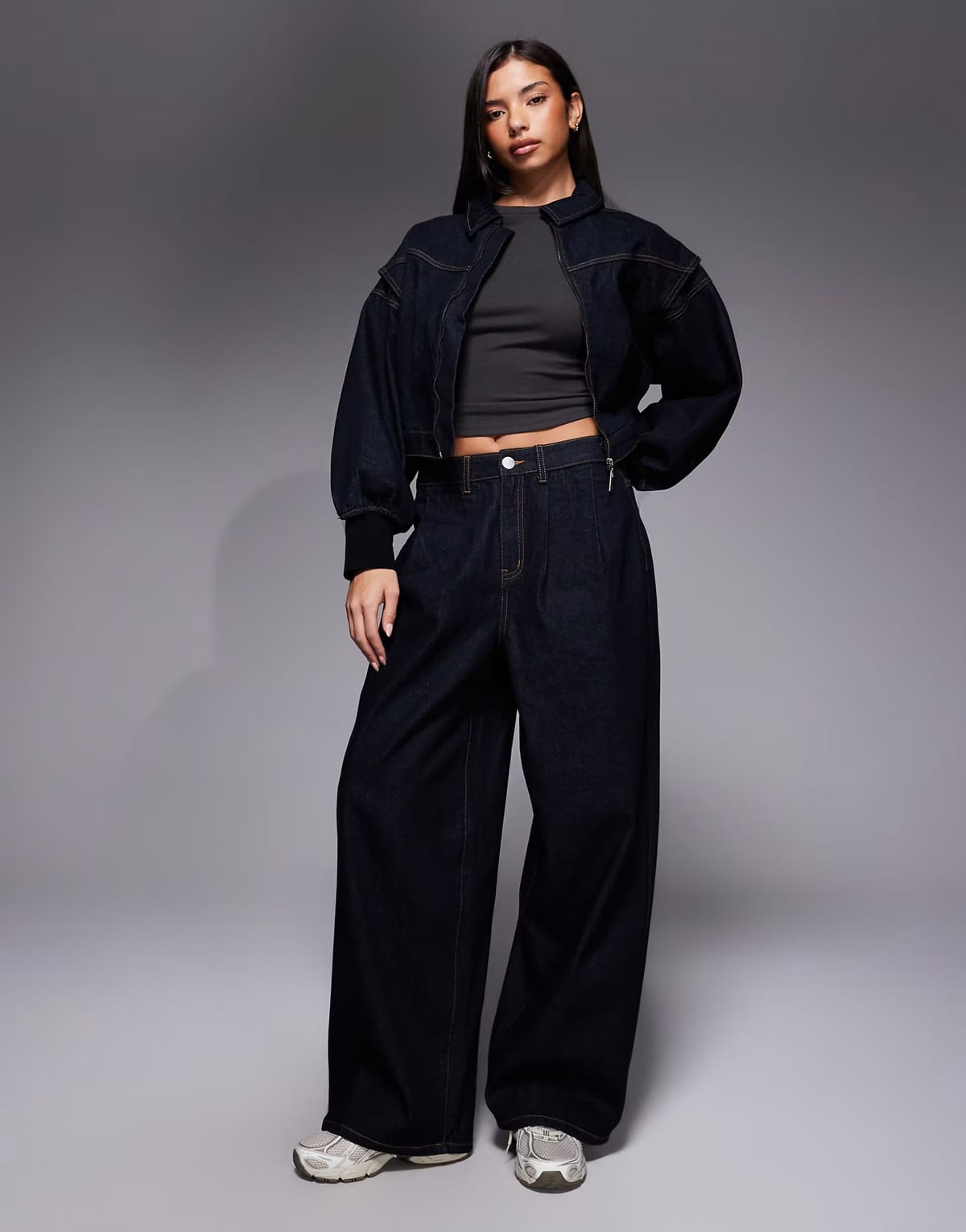 ASOS Liquor N Poker baggy pleated horseshoe jeans co-ord in raw indigo - 1