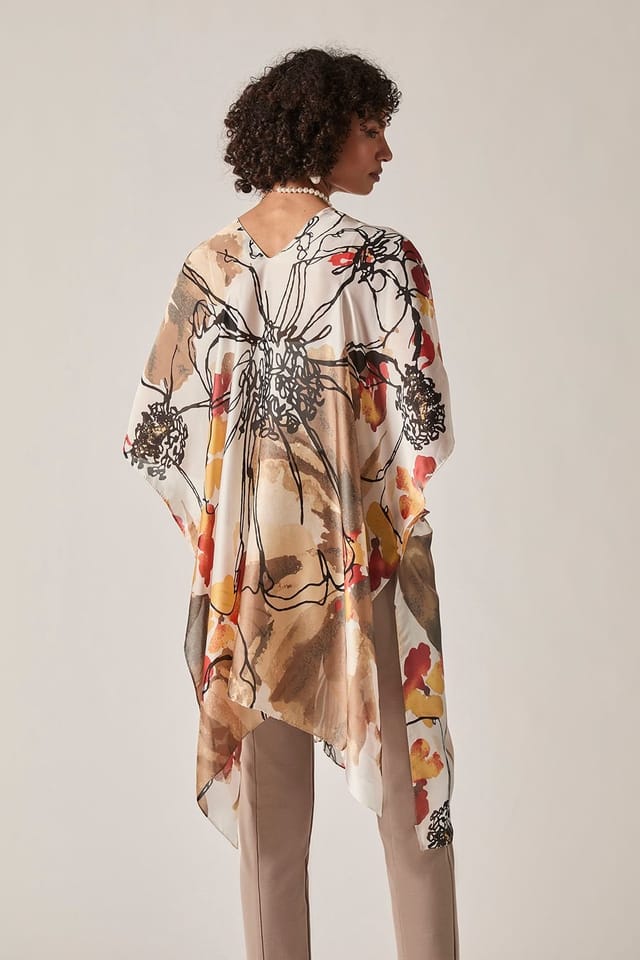 James Lakeland James Lakeland Women's Beige Floral Sketch Kaftan - 2