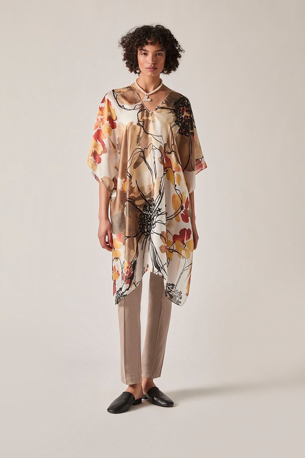 James Lakeland James Lakeland Women's Beige Floral Sketch Kaftan - 4