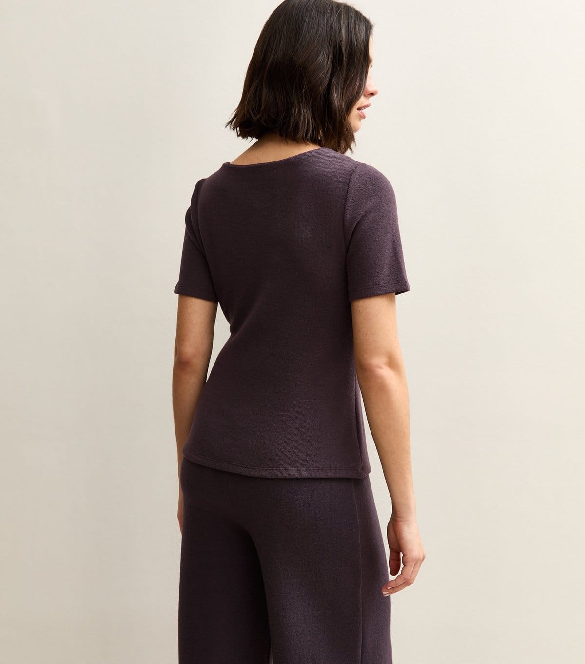 New Look Women's Dark Purple Soft Touch Tie Waist Top New Look - 4