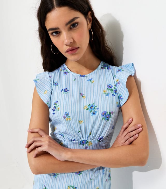 New Look Women's Blue Floral Print Crepe Midi Dress New Look - 2