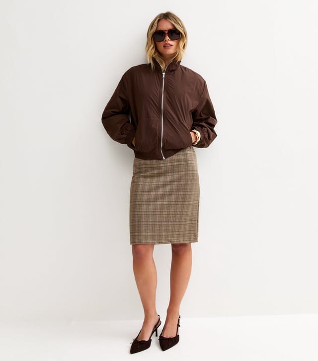 New Look Women's Petite Dark Grey Jacquard Checked Pencil Skirt New Look - 2