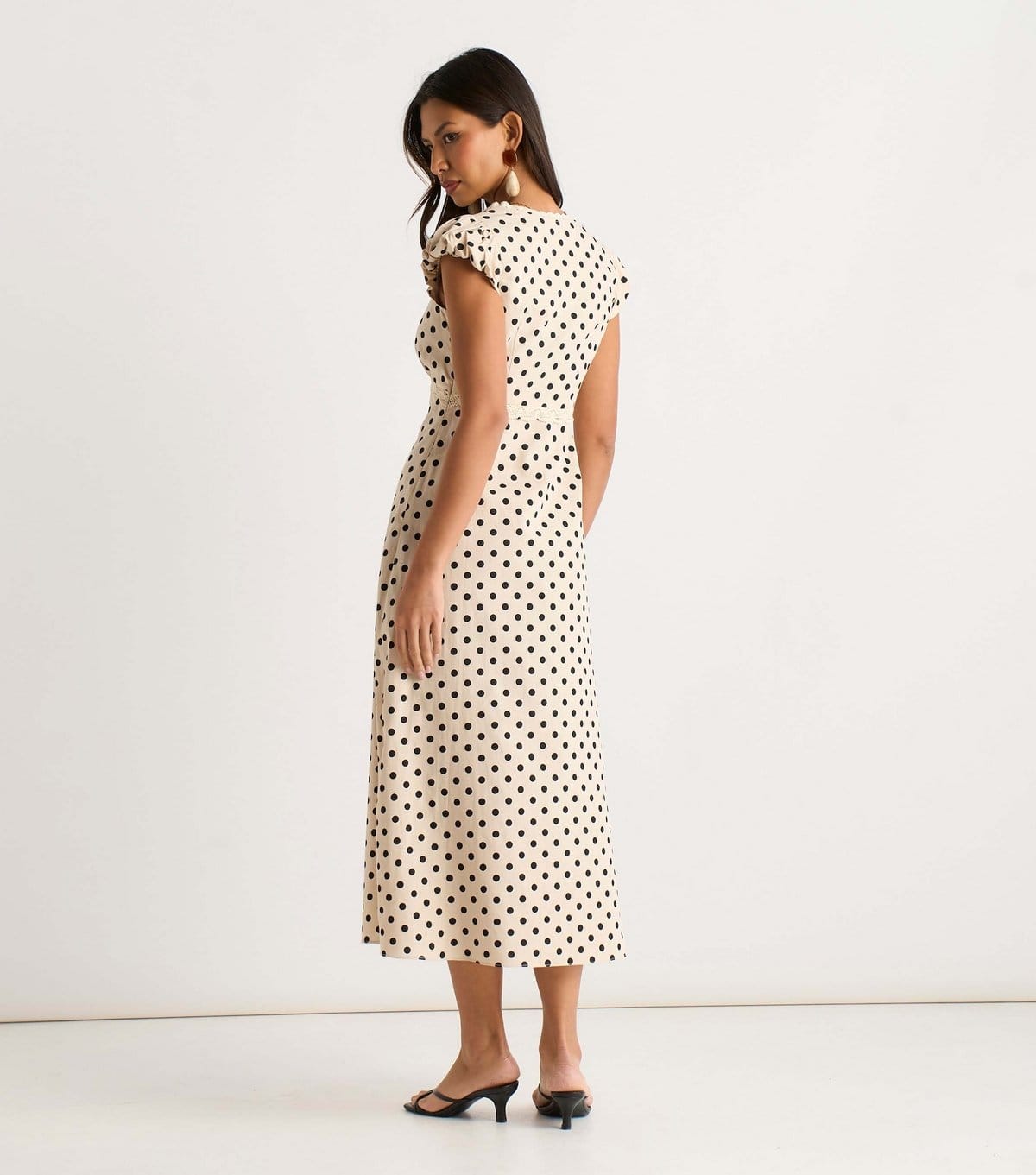 Gini London Women's Polka Dot Print Lace Trim Midi Dress Gini London New Look - 4