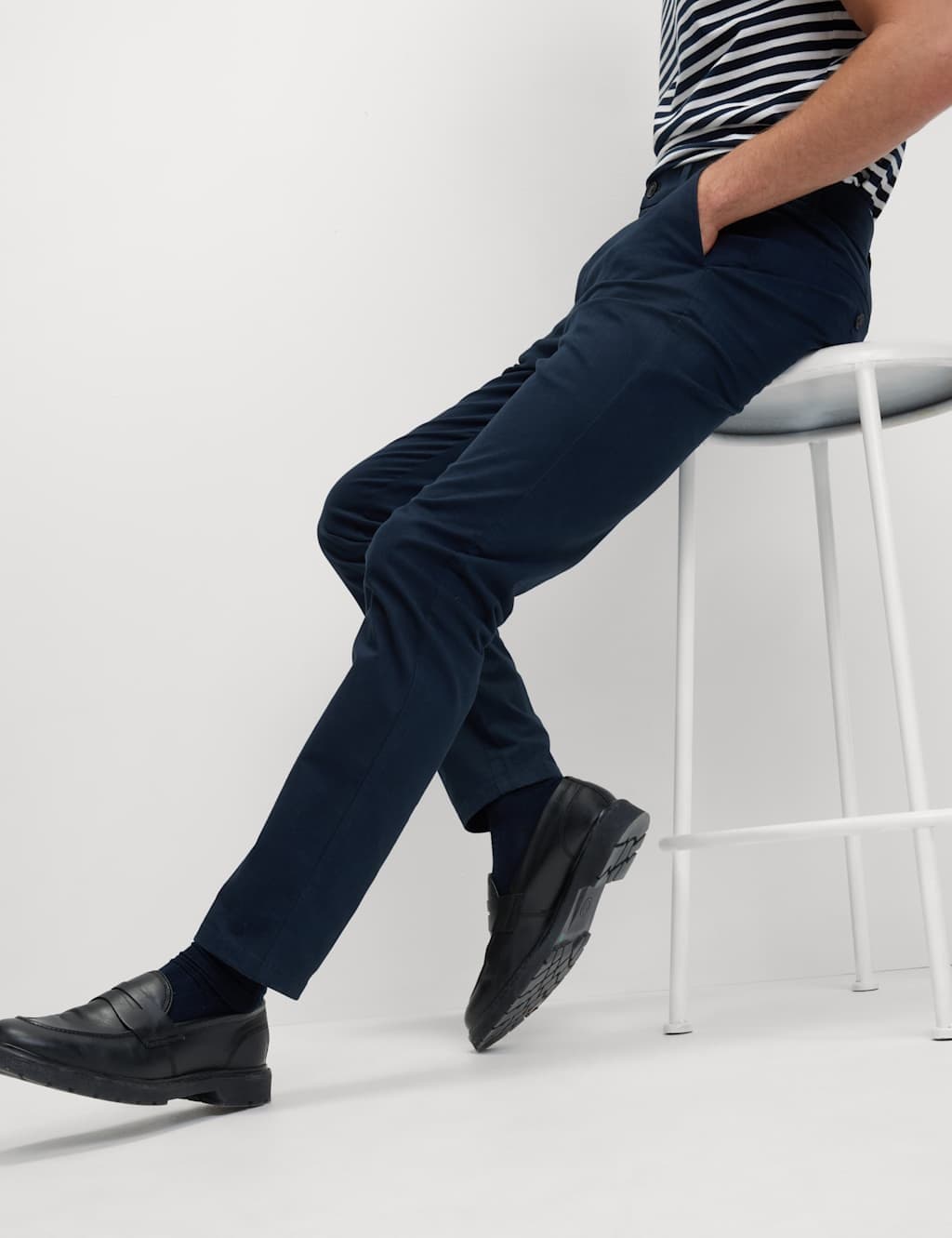 Marks & Spencer M&S Navy Slim Fit Cotton Chinos