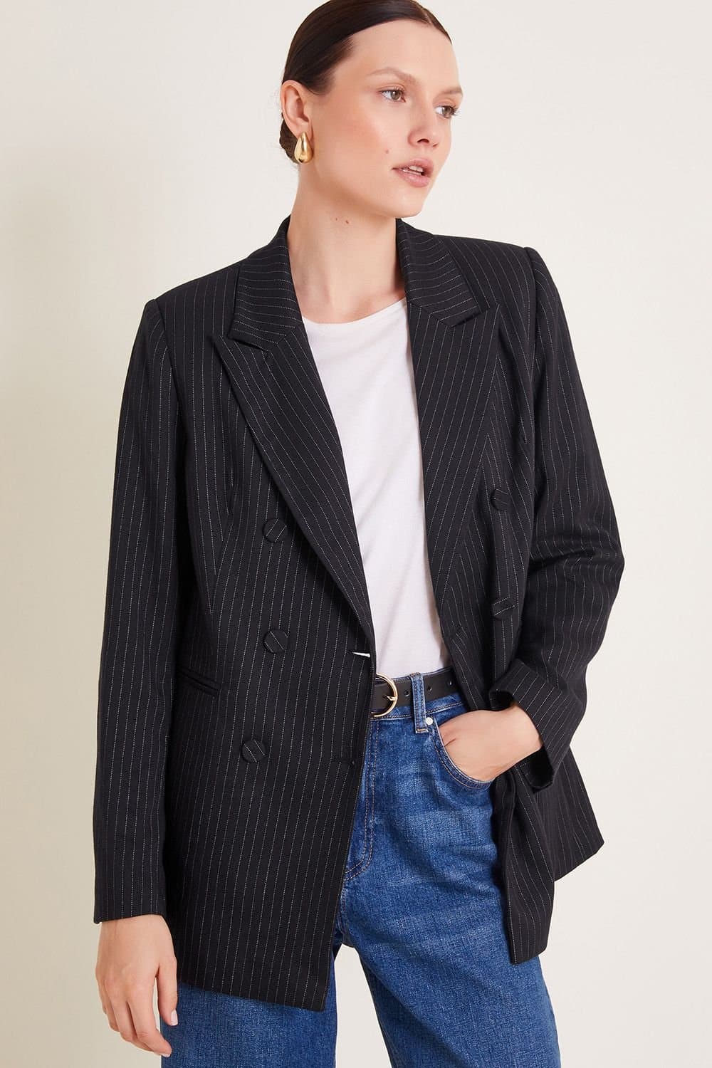 Monsoon Monsoon Blue Pinstripe Blazer for Women