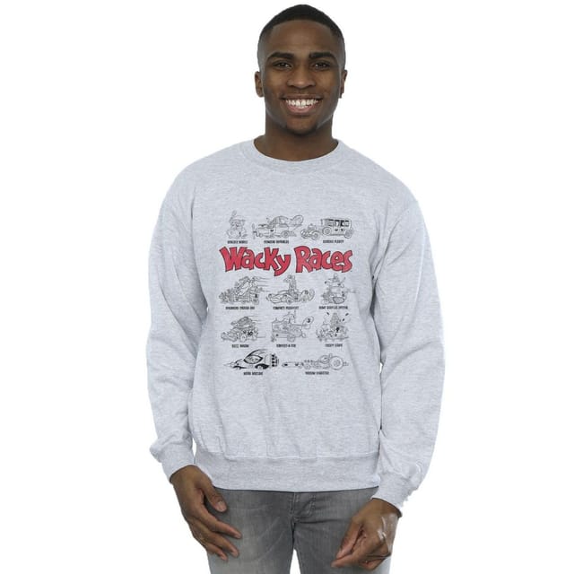 Wacky Races Wacky Races Men's Car Lineup Sweatshirt in Grey - 2