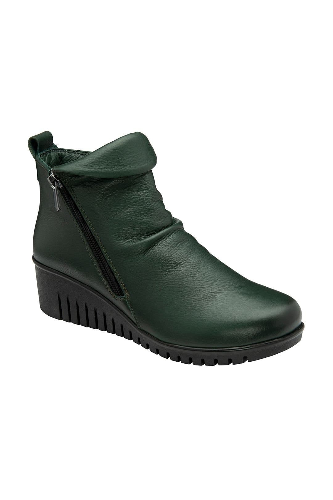 Lotus Lotus Women's Green Leather 'Cordelia' Wedge Ankle Boots