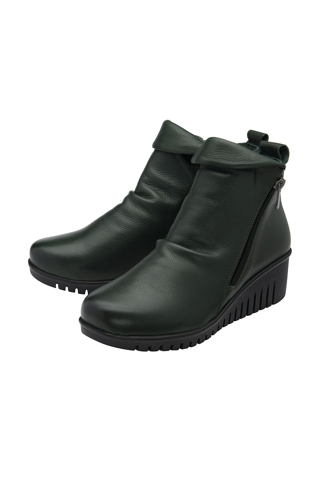 Lotus Lotus Women's Green Leather 'Cordelia' Wedge Ankle Boots - 2