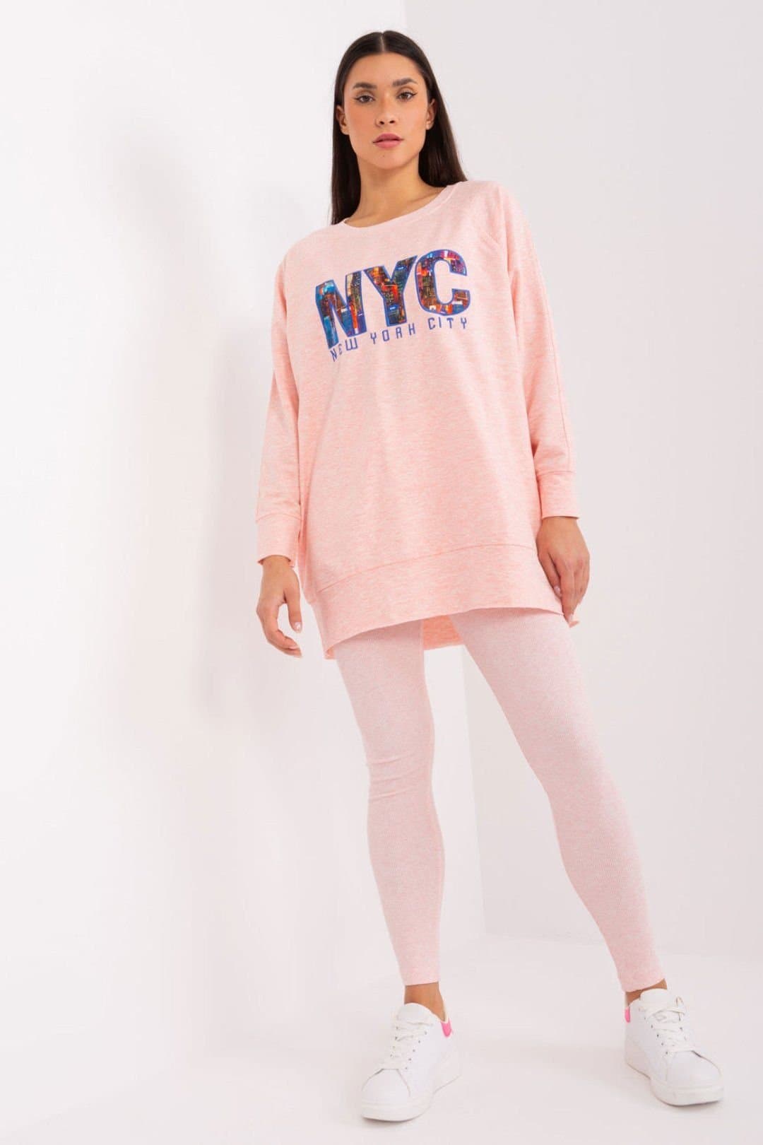 Love Lace Love Lace Women's Cotton Blend Hoodie & High Waist Leggings Set in Pink