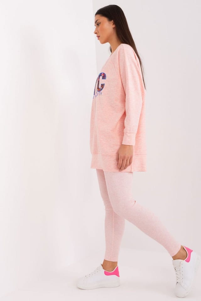 Love Lace Love Lace Women's Cotton Blend Hoodie & High Waist Leggings Set in Pink - 2
