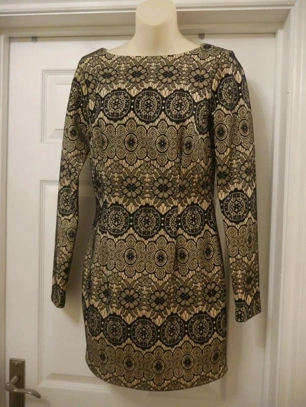 Philip Armstrong Designer Dress Philip Armstrong Ladies Size 10 Black Gold Lace Crochet Party