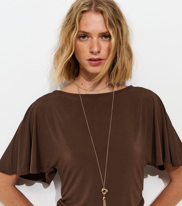 New Look Women's Brown Batwing Sleeve Corset Top New Look - 3