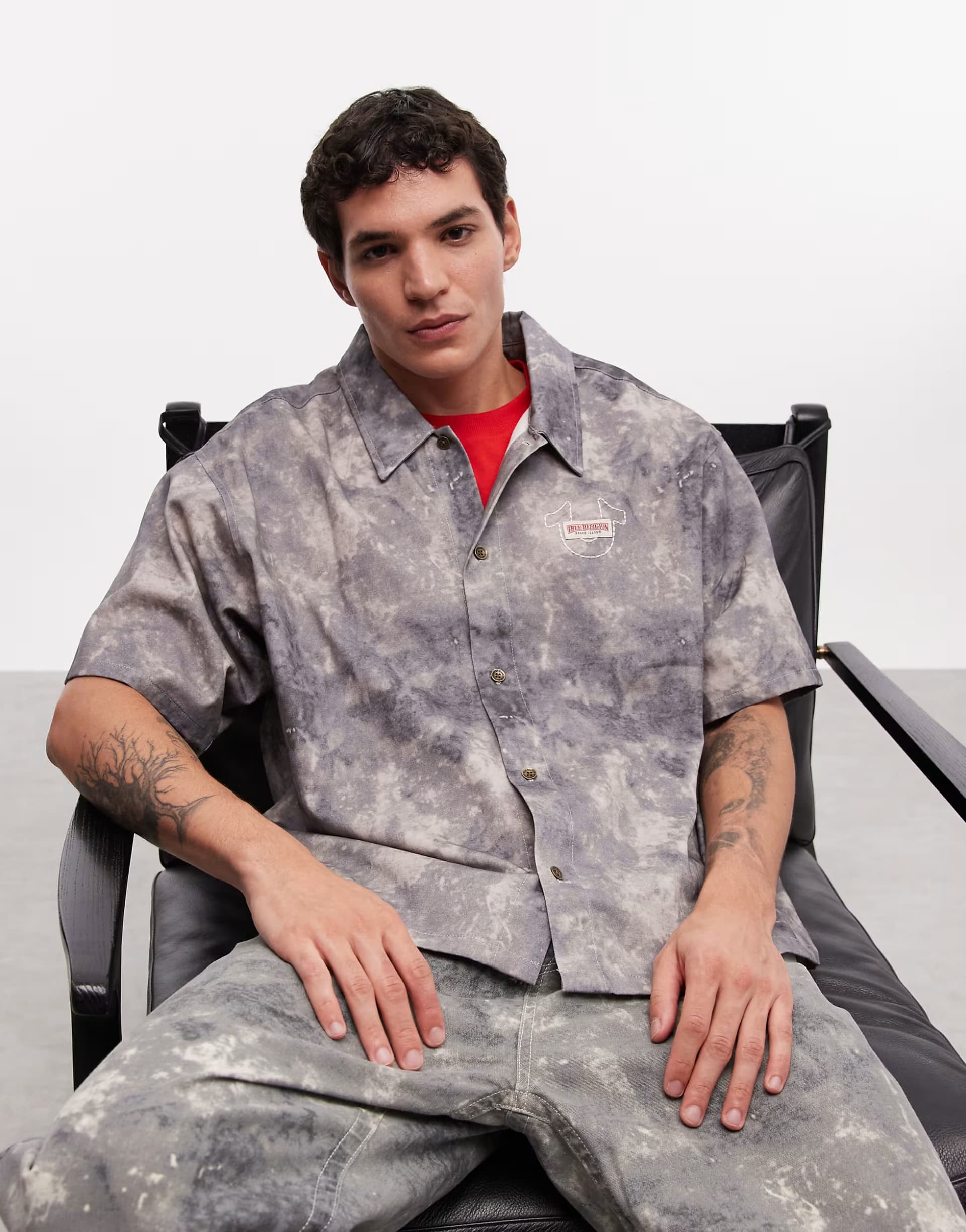 ASOS True Religion boxy shirt co-ord in camo