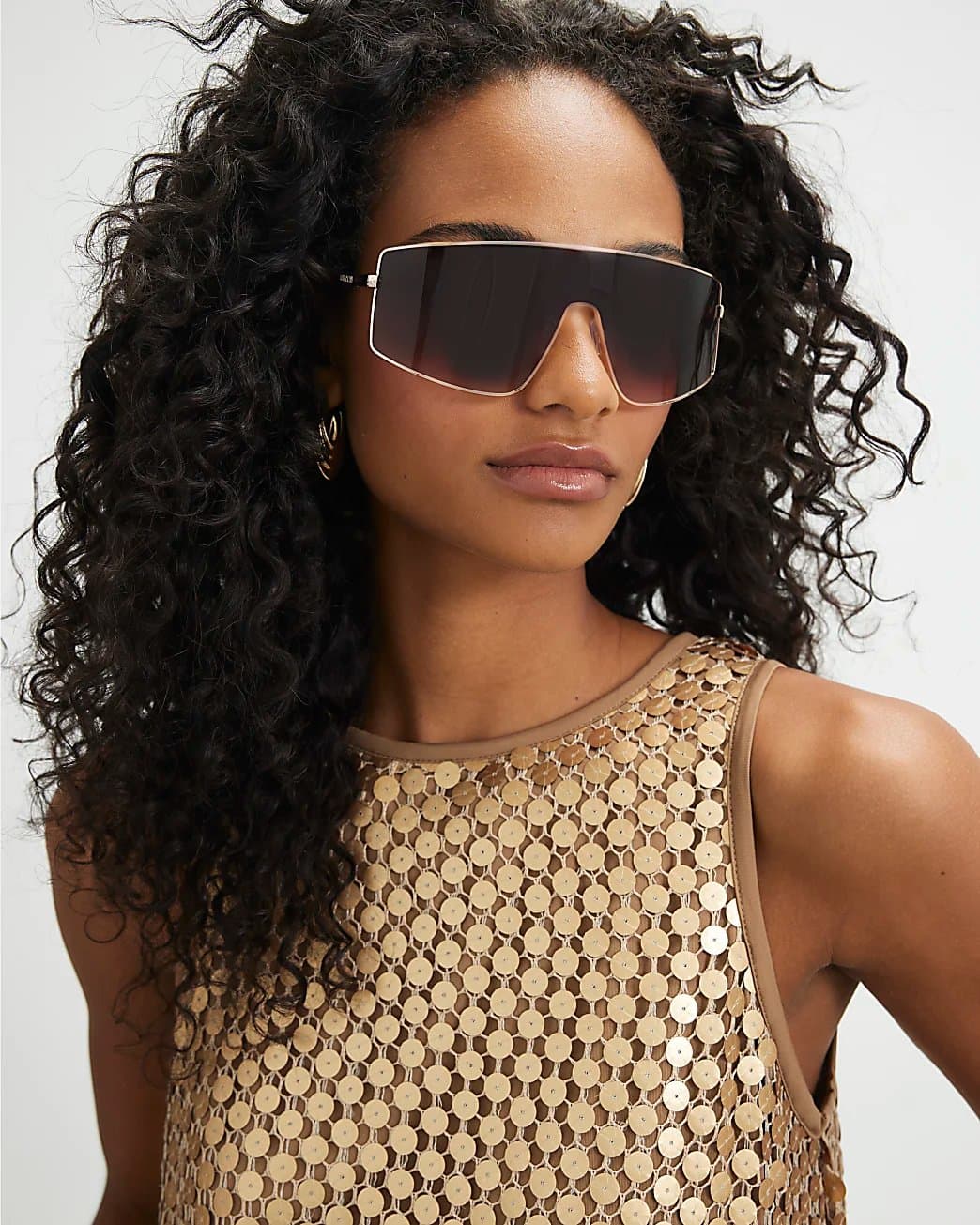 River Island River Island Womens Brown Metal Frame Visor Sunglasses