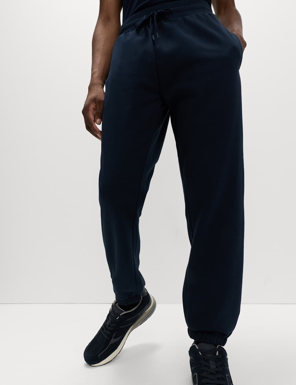Marks & Spencer M&S Elasticated Waist Cotton Rich Joggers Navy