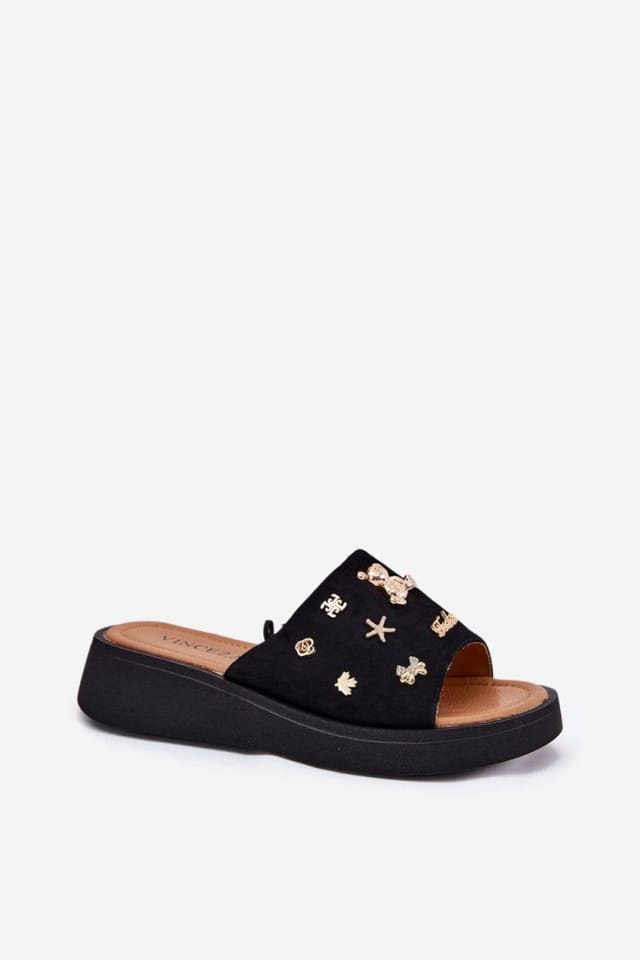 Love Lace Love Lace Women's Vinceza Suede Platform Sandals With Trendy Strap Detail in Black - 2