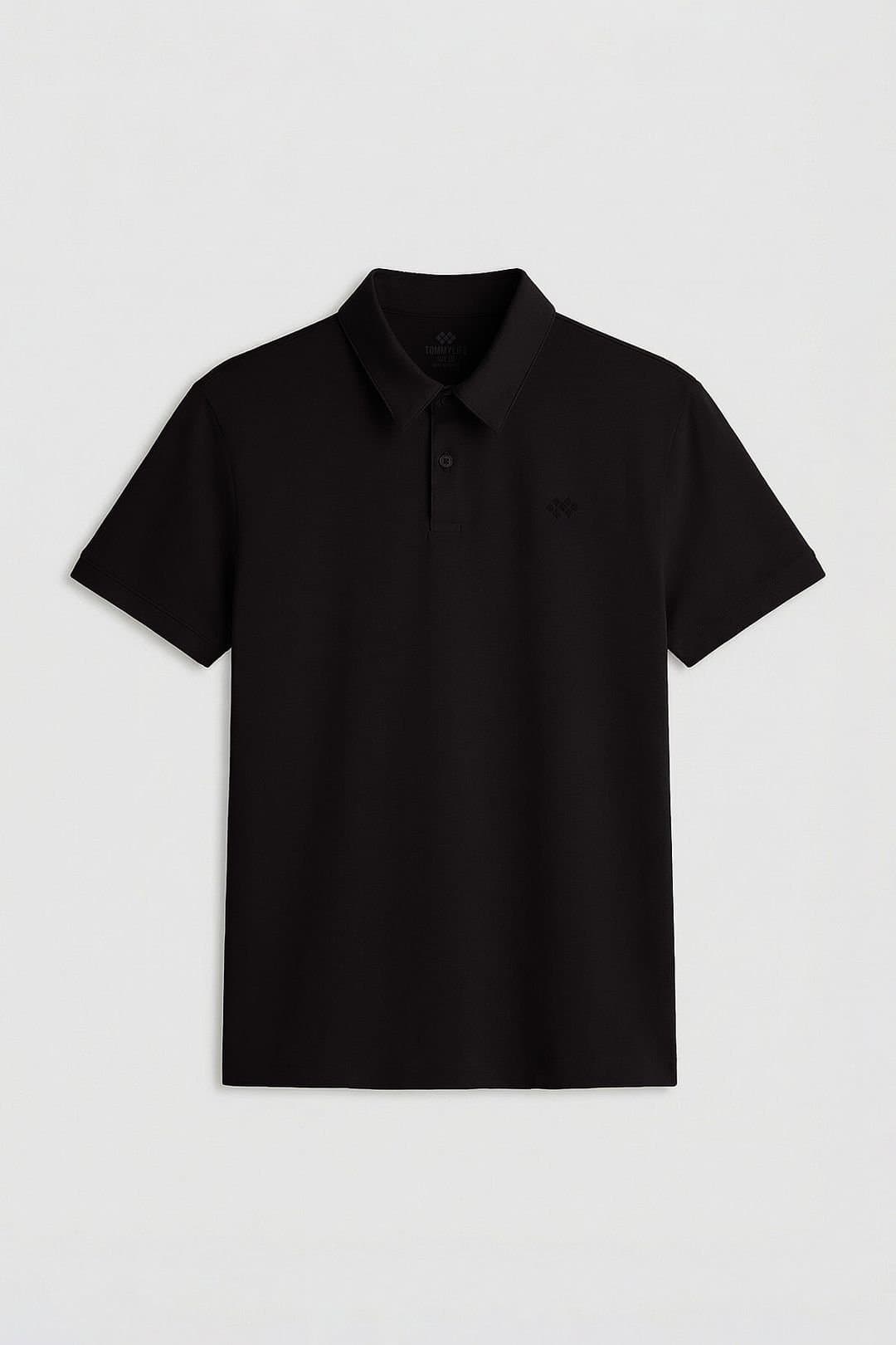 Tommy Life Tommy Life Men's Cotton Elastane Polo T-Shirt in Black