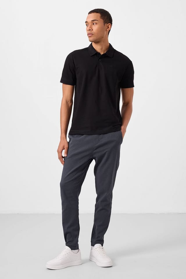 Tommy Life Tommy Life Men's Cotton Elastane Polo T-Shirt in Black - 3