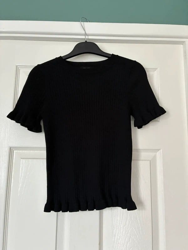 New Look Black Ribbed Short Sleeved Knitted Top
