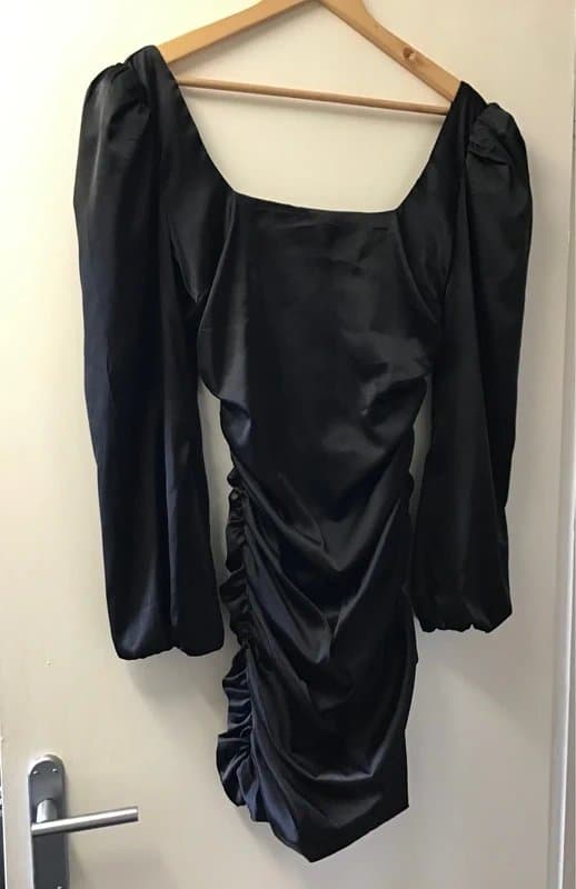 Oh Polly oh polly black satin ruched dress size 10