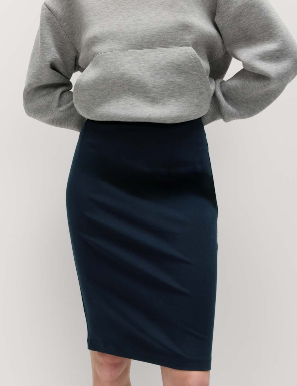 Marks & Spencer M&S Jersey Knee Length Pencil Skirt Dark Navy - 2