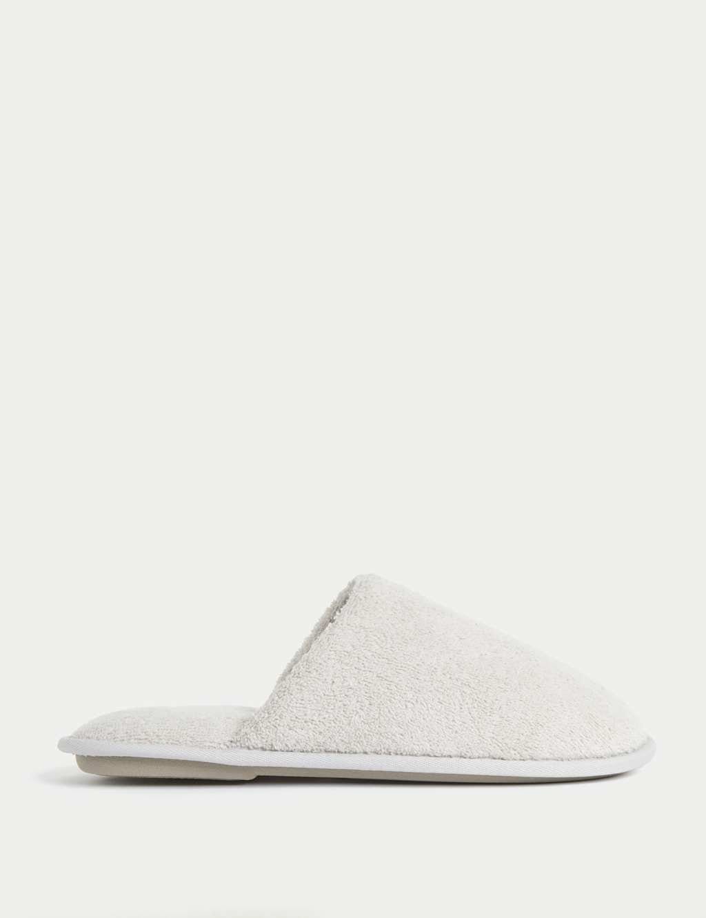 Marks & Spencer M&S Towelling Mule Slippers with Freshfeet™ Light Grey - 1
