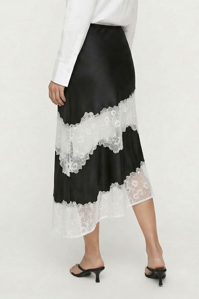 Lily and Lionel Lily and Lionel Women's Elenor Lace Insert Midi Skirt in Black - 2