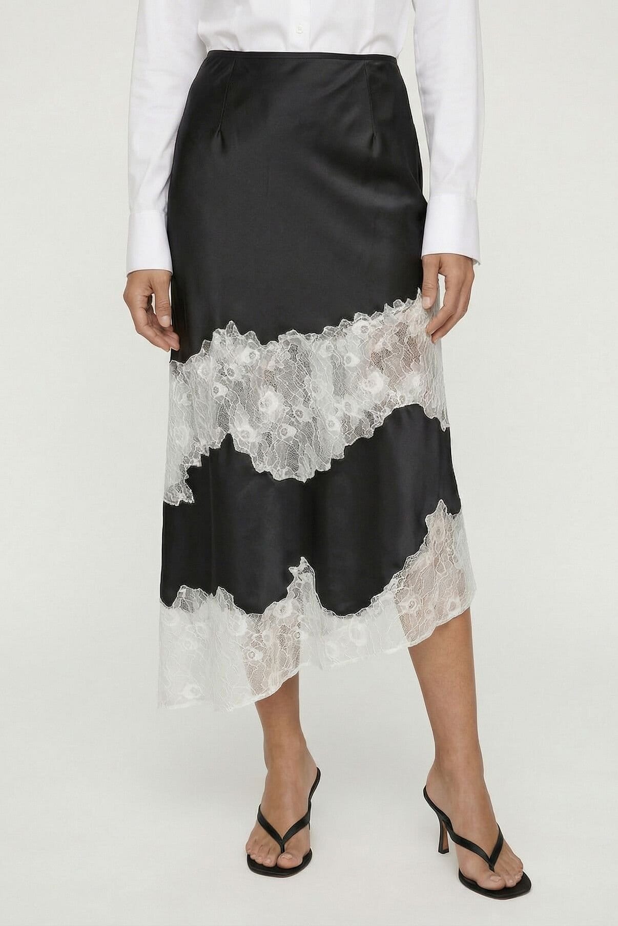 Lily and Lionel Lily and Lionel Women's Elenor Lace Insert Midi Skirt in Black - 4