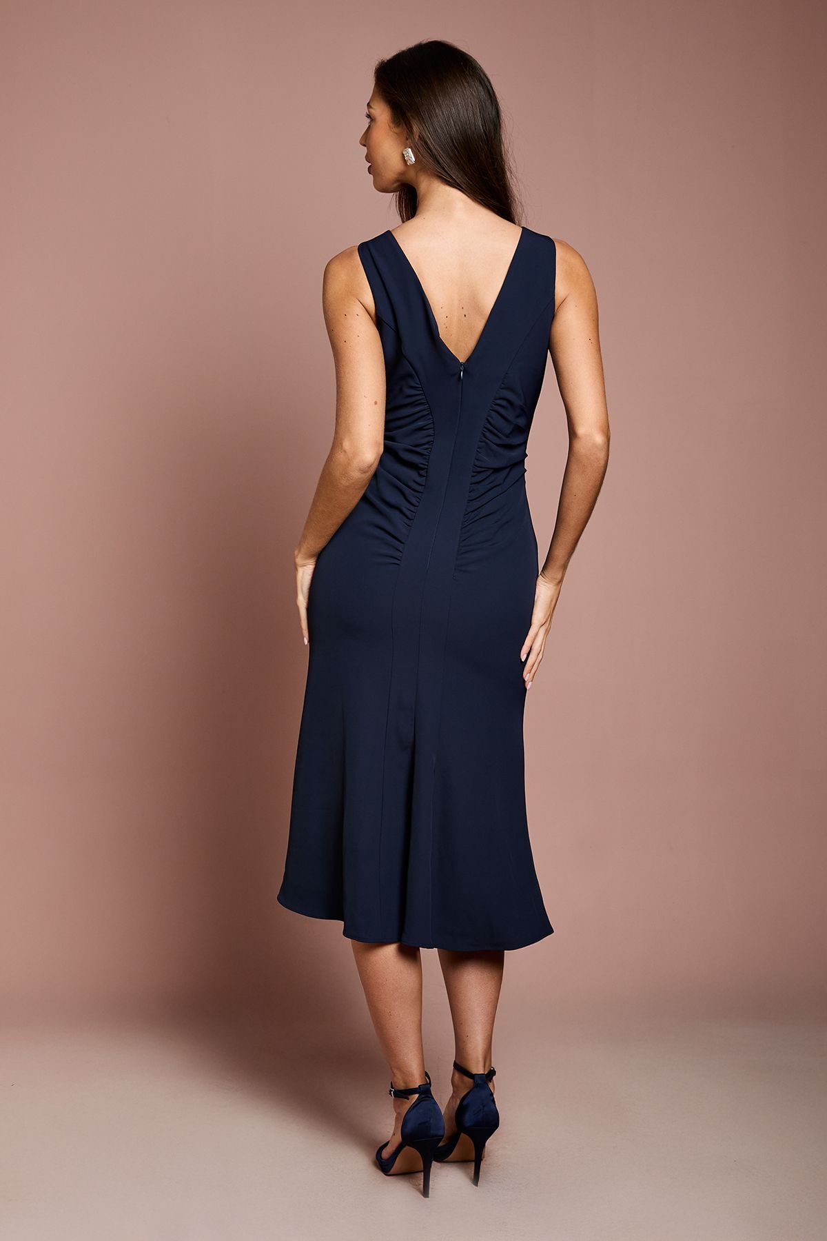 Coast Coast Women's Ruched Vee Dress in Navy - 3