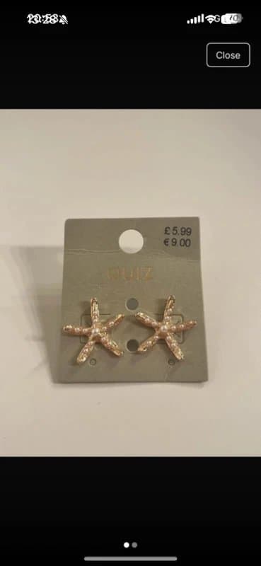 Quiz Quiz gold pearl starfish earrings