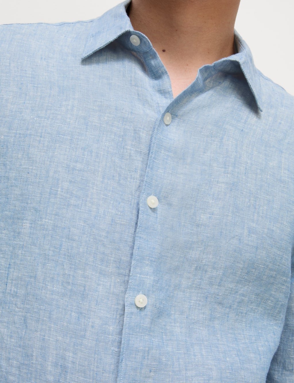 Marks & Spencer M&S Regular Fit Pure Linen Shirt Chambray - 3