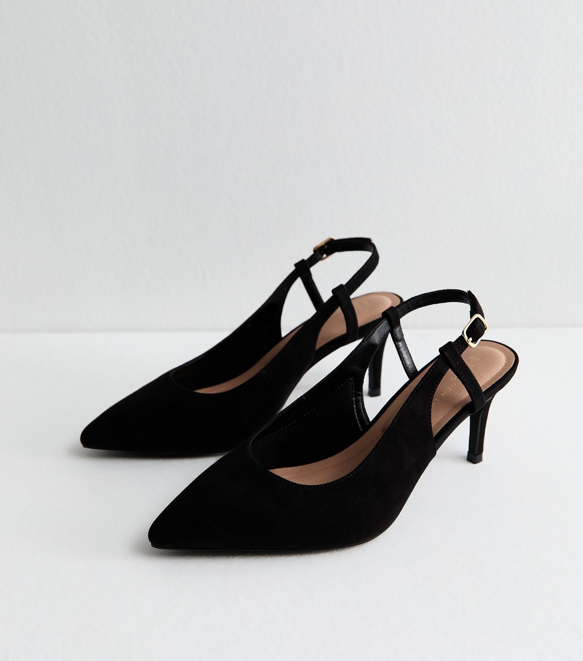 New Look Women's Extra Wide Fit Black Faux Suede Slingback Pumps Vegan New Look - 2