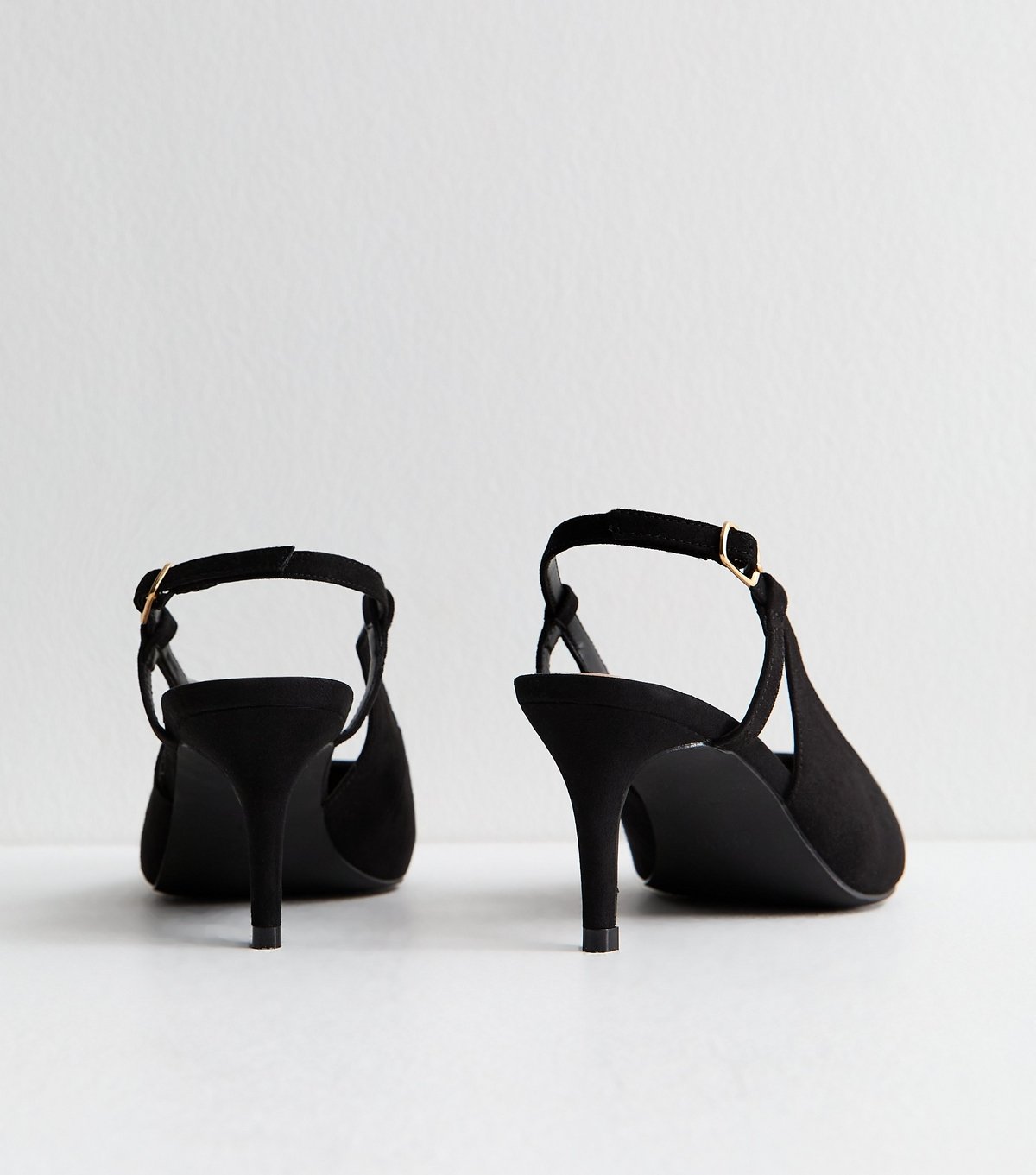 New Look Women's Extra Wide Fit Black Faux Suede Slingback Pumps Vegan New Look - 4