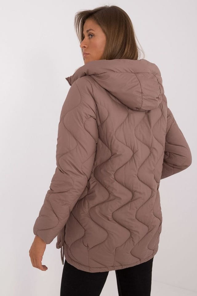 Love Lace Love Lace Women's Autumn Winter Quilted Hooded Zip Jacket in Brown - 3