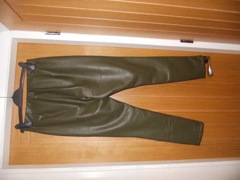 JD Williams Ladies khaki green wet look trousers