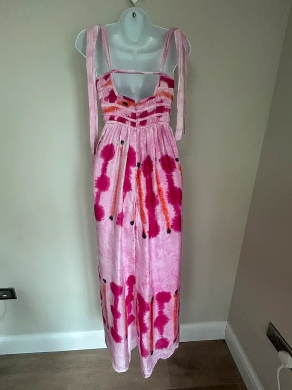 Monsoon * NEW * (shop floor) Monsoon Talitha tie dye pink floral summer maxi dress - UK 18- RRP £170