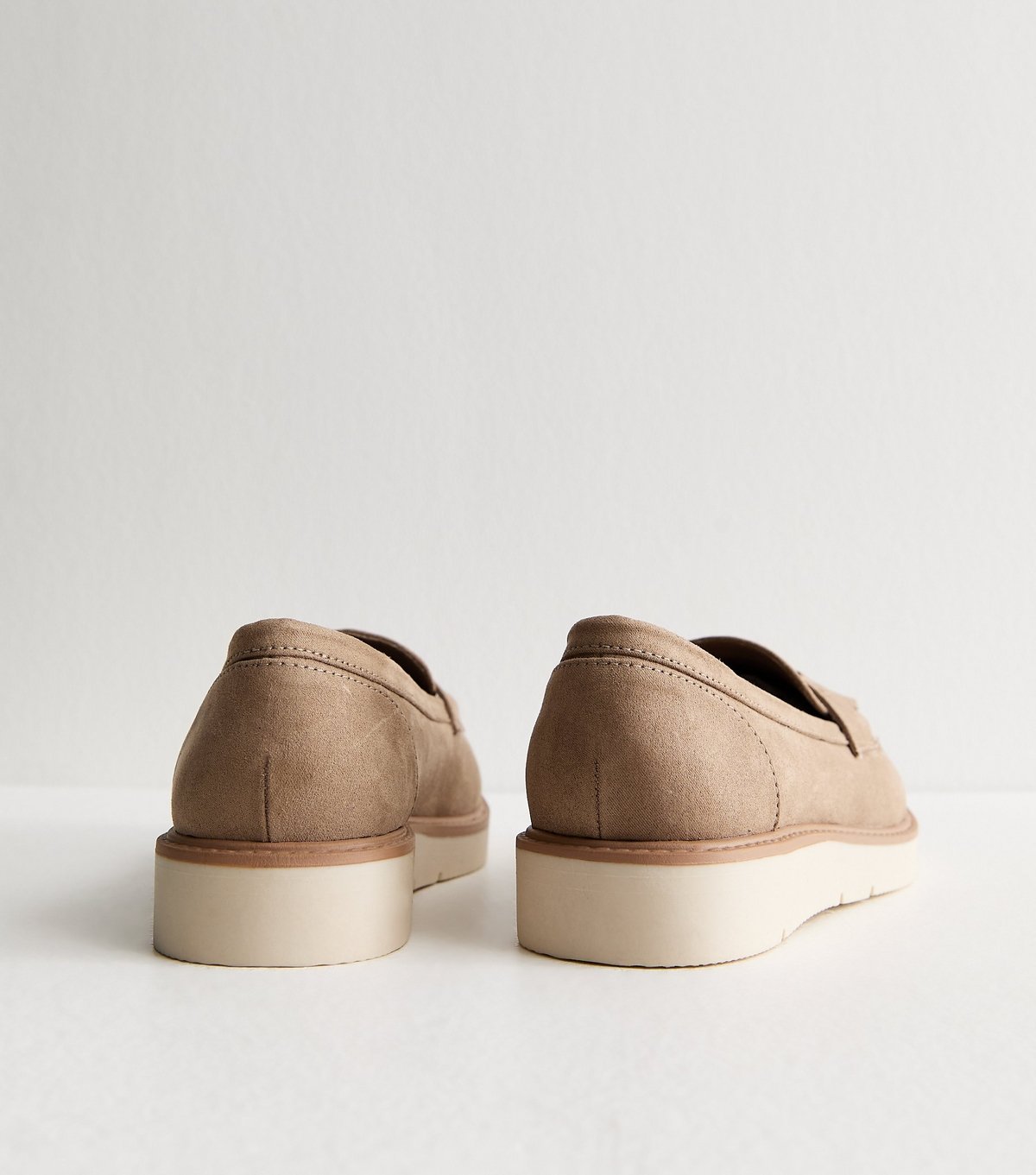 New Look Women's Wide Fit Light Brown Faux Suede Flatform Loafers Vegan New Look - 4