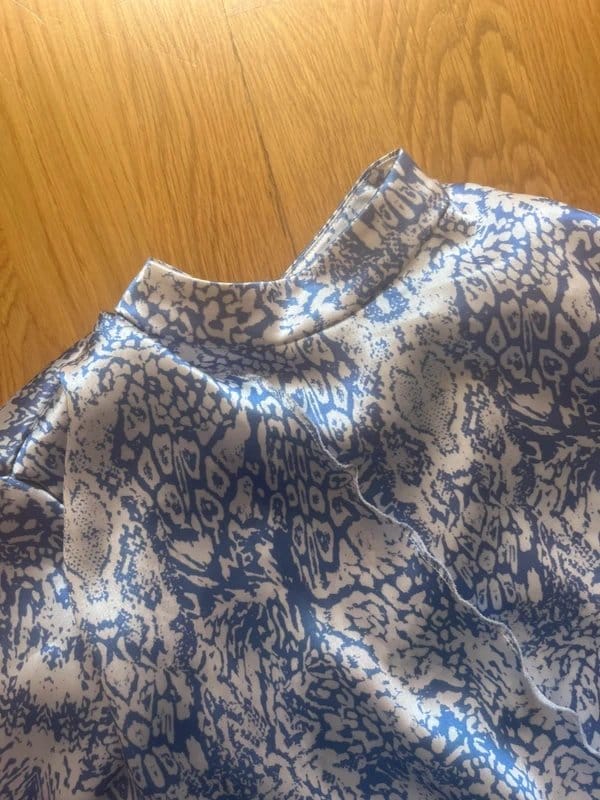ASOS Blue & White Leopard Print Satin Dress