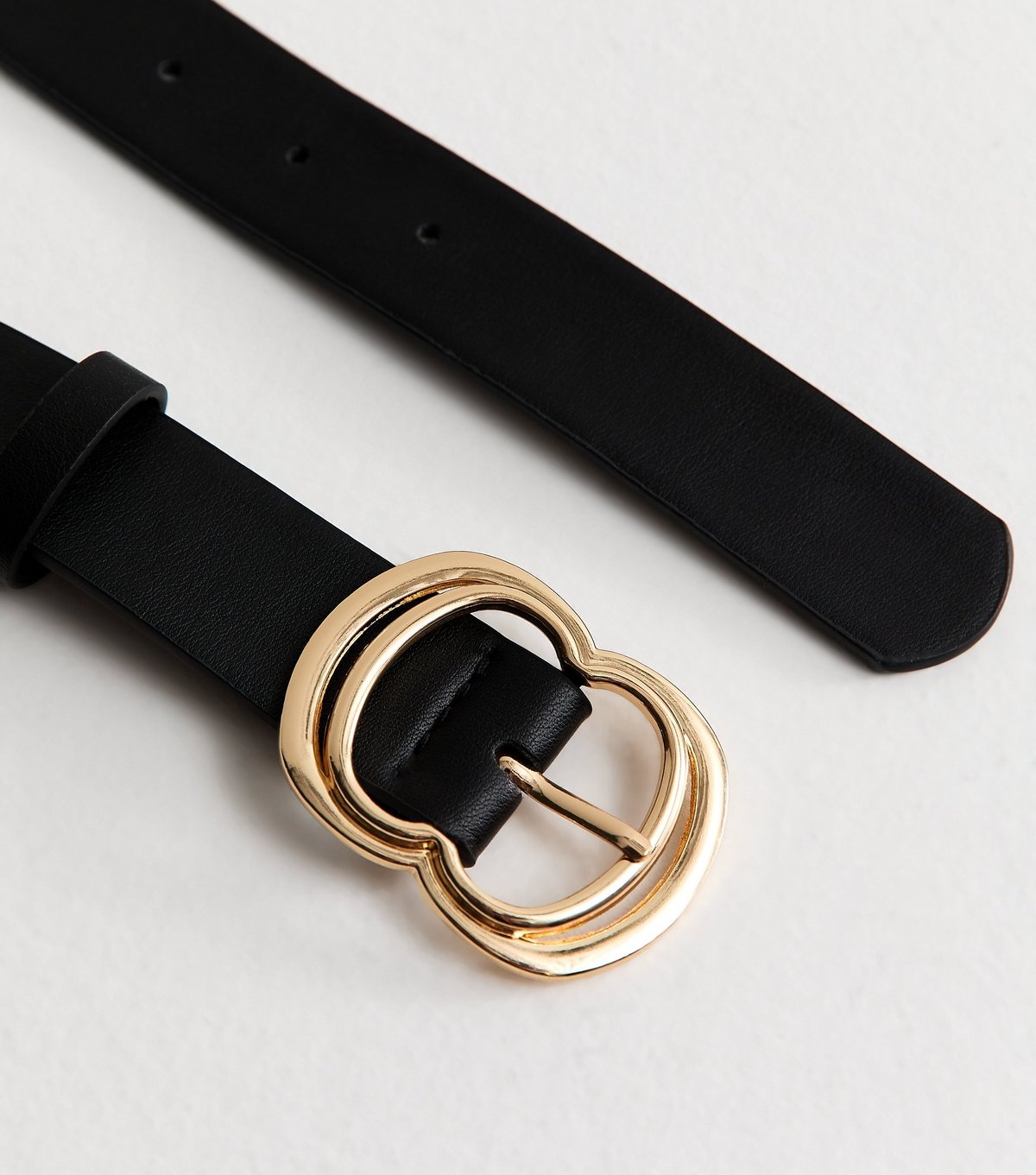 New Look Black Faux Leather Curved Buckle Jean Belt New Look - 3