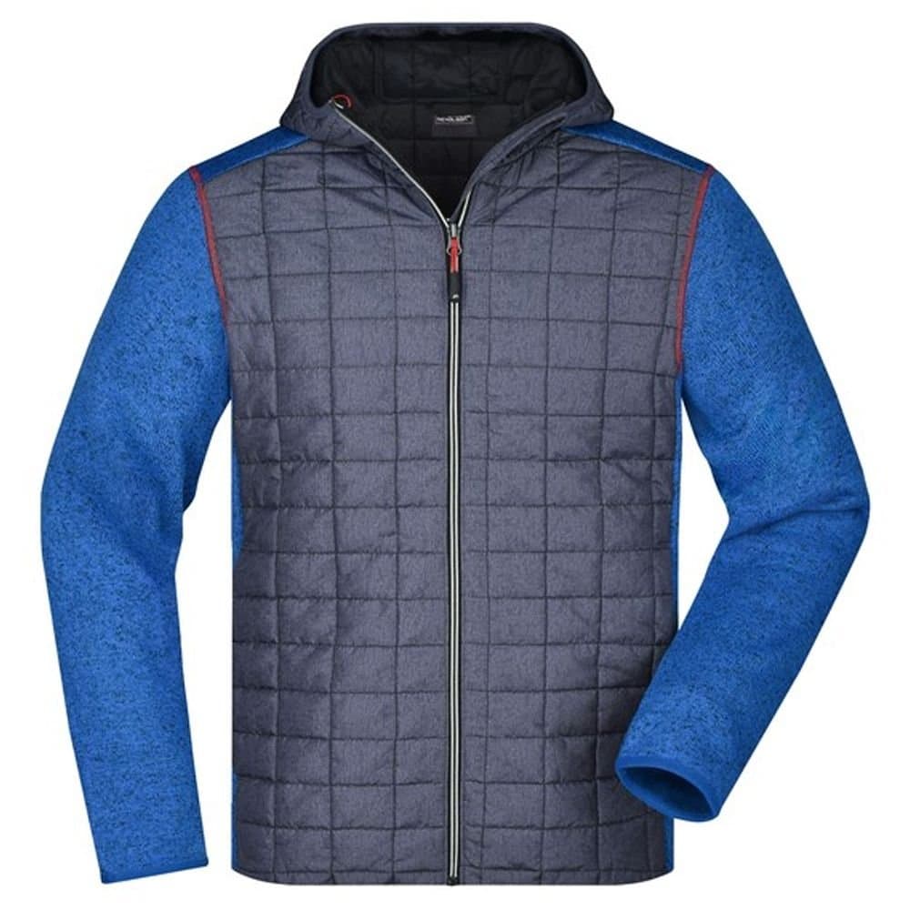 James and Nicholson James and Nicholson Men's Melange Knitted Hybrid Jacket in Royal