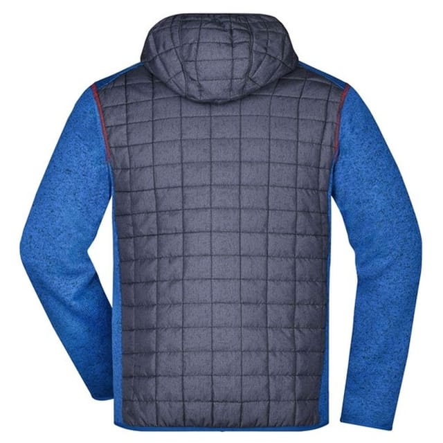 James and Nicholson James and Nicholson Men's Melange Knitted Hybrid Jacket in Royal - 2