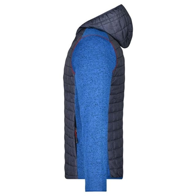James and Nicholson James and Nicholson Men's Melange Knitted Hybrid Jacket in Royal - 3