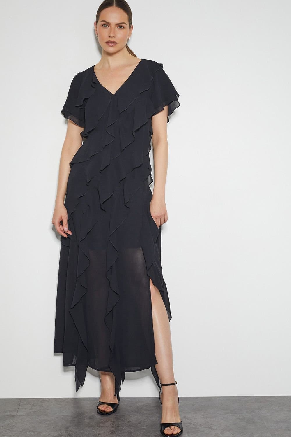Monsoon Monsoon Women's Renata Ruffle Maxi Dress Blue in Black